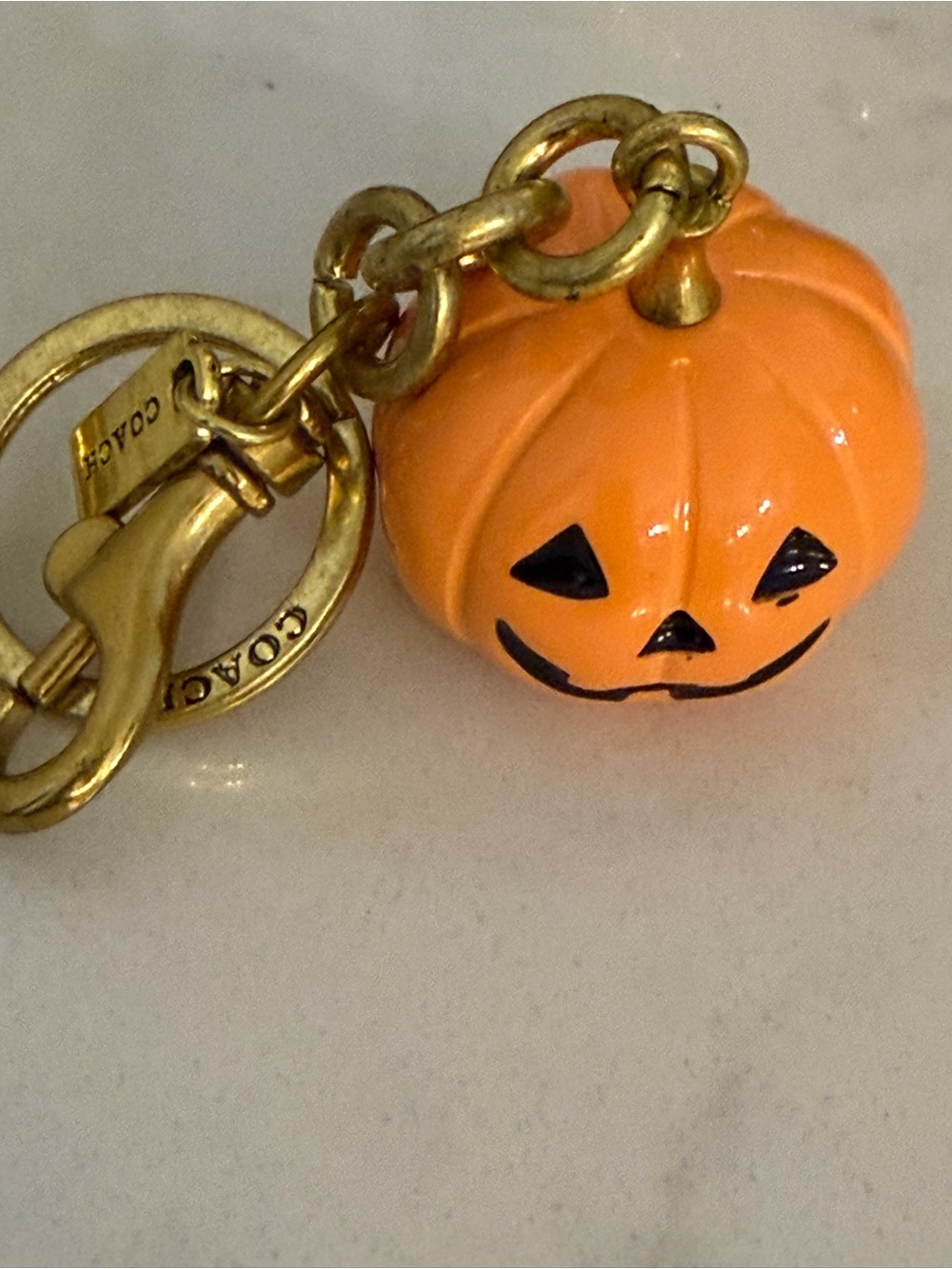 Coach Orange Pumpkin Bag Charm with Gold Tone Hardware